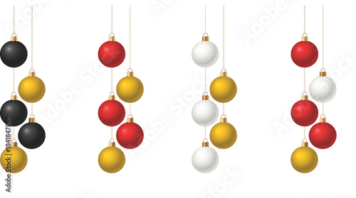 Color Christmas Baubles set isolated on white background. Vectors Illustration