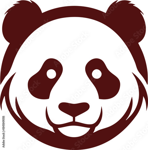 Friendly giant panda head silhouette, cute bear mascot logo graphic vector, isolated animal design