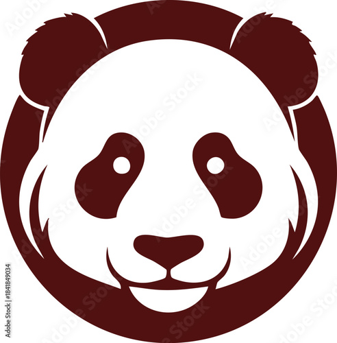 Cute giant panda face icon vector, smiling bear logo graphic, isolated animal head silhouette.