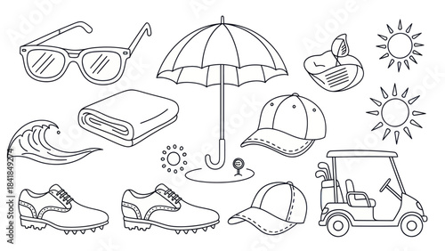 Baseball equipment illustration training tools and game essentials