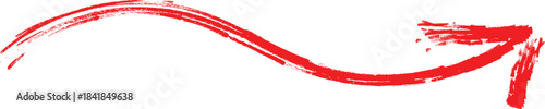 Hand drawn red wavy arrow pointing right indicating direction or flow on a clean white background graphic element.