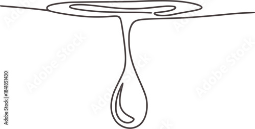 Minimalist black and white line of a dripping liquid teardrop shape