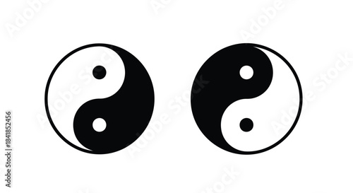 Two yin and yang symbols displayed in black and white contrast