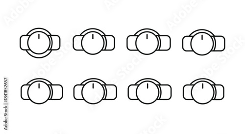 Simple black and white line drawing of eight stovetop burner outlines