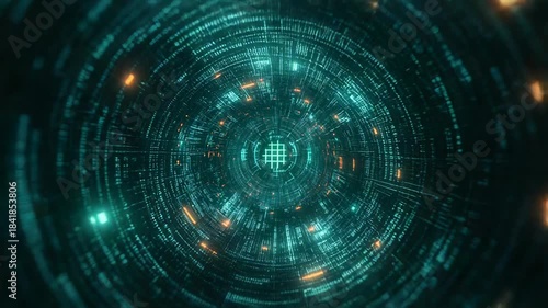 Wallpaper Mural Digital data moving through a futuristic network tunnel Torontodigital.ca