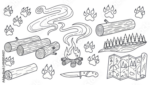 Camping and outdoor adventure vector illustrations for design and use