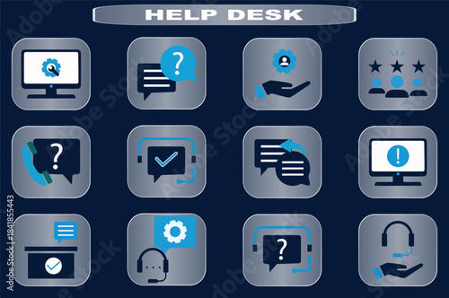 Comprehensive Helpdesk and Customer Support Service Icons for Business Communication Solutions