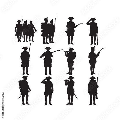 American Revolution Soldiers Silhouettes Collection,Revolution Soldiers Silhouettes,Vector American Revolution Silhouettes,Colonial Soldier Silhouettes,american revolution vector