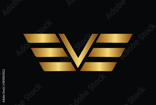 EVE, VEE, EEV initial letter royal logo vector in eagle shape - EVE Royal logo vector with wings.
