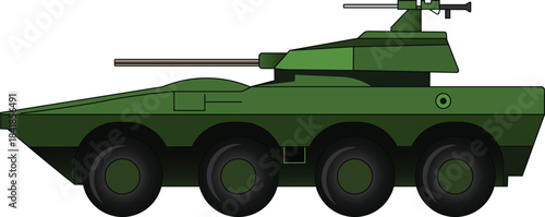 Freccia military wheeled armored vehicle side view vector illustration. Italian armored military vehicle. 