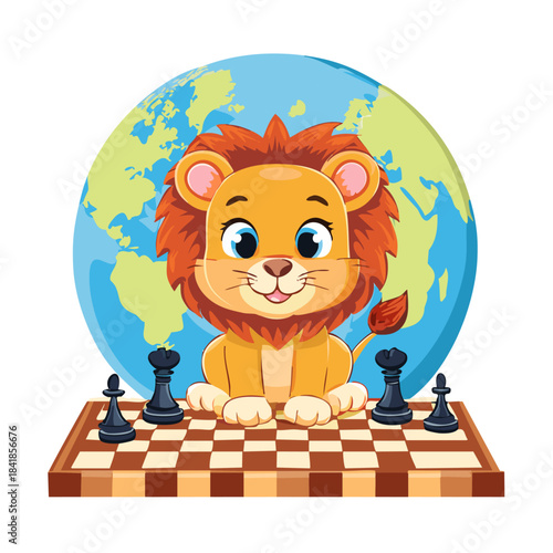 The lion plays chess.