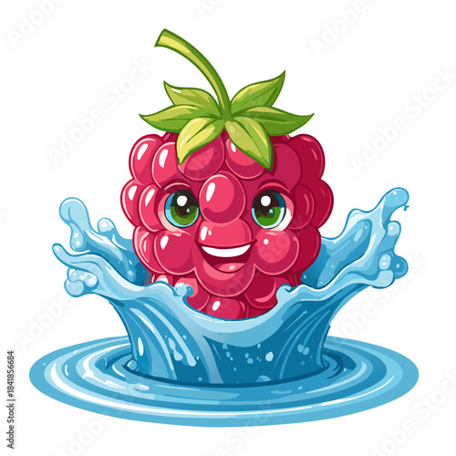 cute raspberry in water splash 3