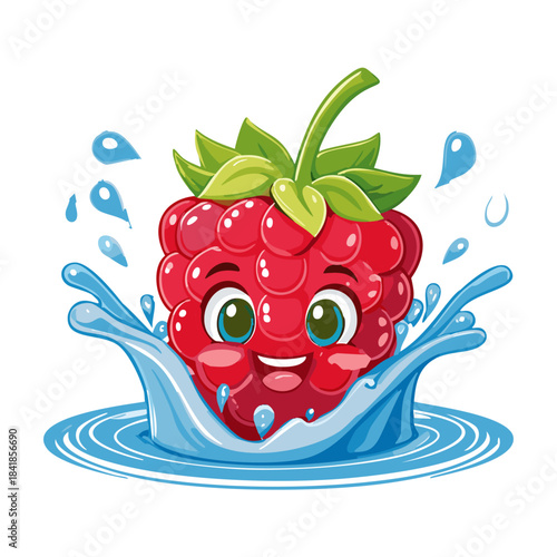 cute raspberry in water splash 2