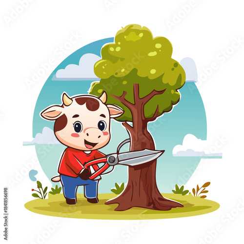 cow and tree