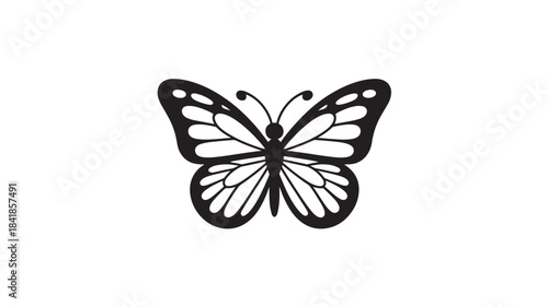 Vector Black butterfly icon for nature and wildlife design, minimalist vector symbol