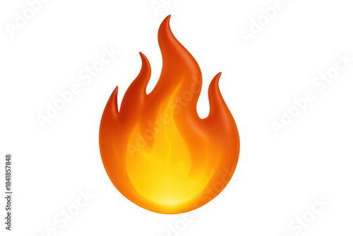 Realistic flame emoji displaying fiery heat and burning sensation symbol on transparent background