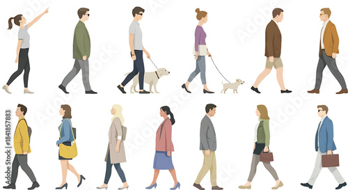 Colored people for digital model of architecture and urbanism. Man and woman