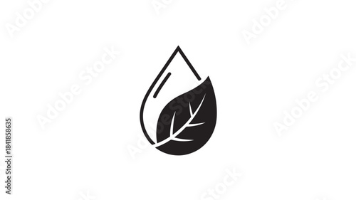 Vector Eco friendly leaf and water drop icon for environmental logo, minimalist vector symbol