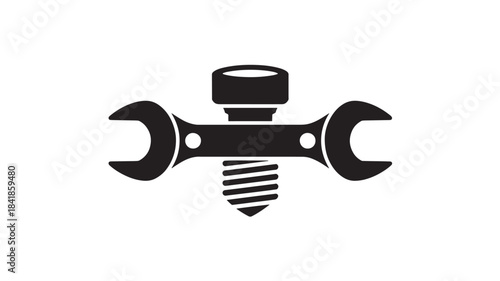 Vector Wrench and screw tool icon for repair and maintenance services, flat vector symbol