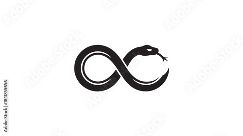 Vector Snake forming infinity symbol, black icon for eternity concept