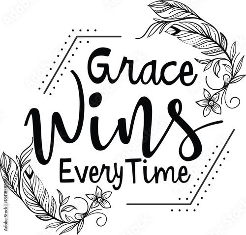 Grace Wins Every Time: Vector Design Celebrating Victory and Redemption