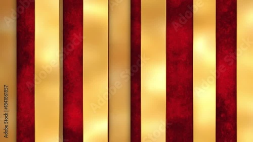 Rich red velvet and shimmering gold vertical stripes create a luxurious festive background pattern