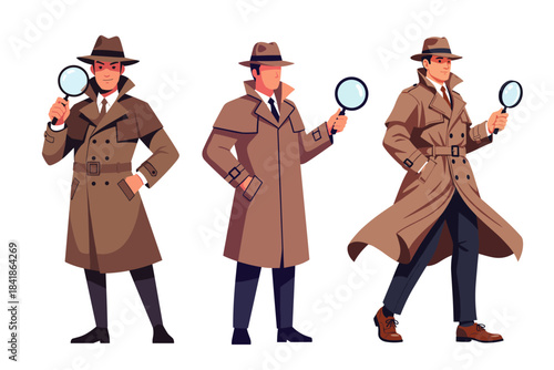 Vector illustration of a detective character