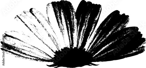 Black and white silhouette of broad petal flower - stencil art for urban design