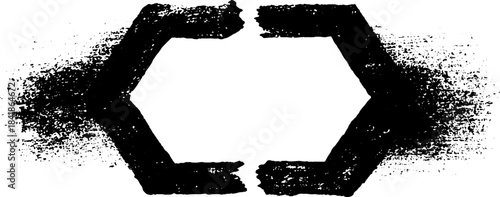 Abstract black and white stencil illustration of a broken hexagon with grunge texture for urban design