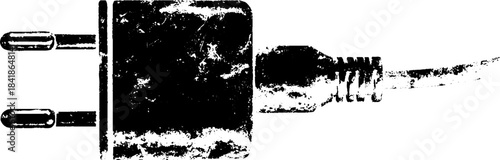 Black and white stencil art of charger plug block for urban design