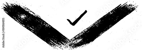 Black and white stencil checkmark illustration for urban grunge design