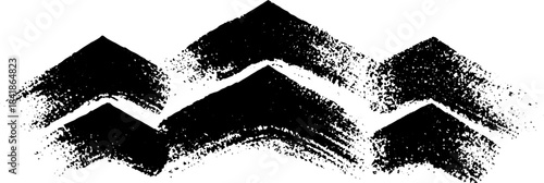 Black and white chevron symbol stencil with grunge texture for design projects