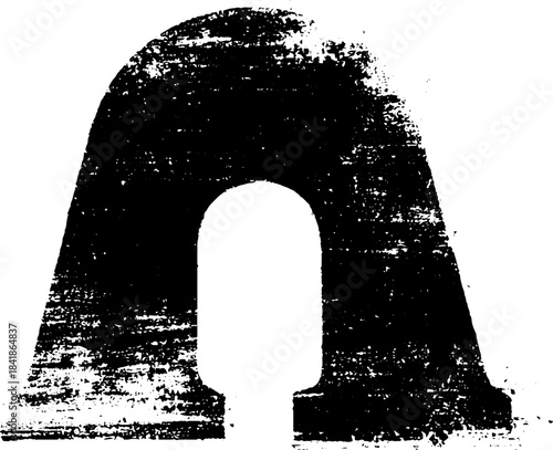 Abstract black and white stencil art of chunky marker block silhouette