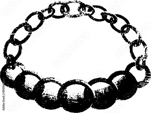 Black and white stencil illustration of clipped chain pendant design for urban art
