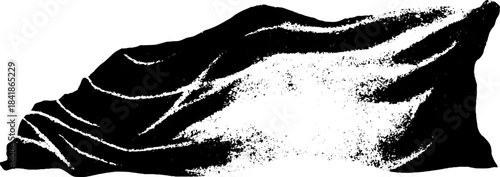 Black and white stencil illustration of a crumpled wrapper for urban art design