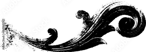 Black and white curled ornamental stencil design for art projects and decor