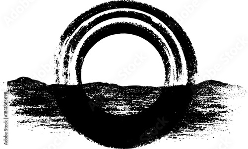 Grunge style black and white distressed target stencil illustration for urban art designs