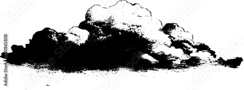 Monochrome stencil silhouette of drifting ink cloud for urban art projects