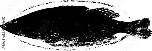 Abstract fish stencil design in monochrome for urban art and print posters