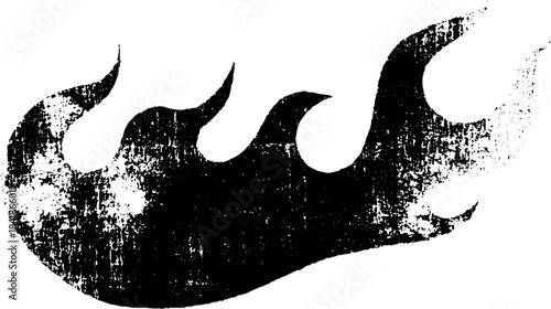 Black and white flame stencil illustration for urban art design