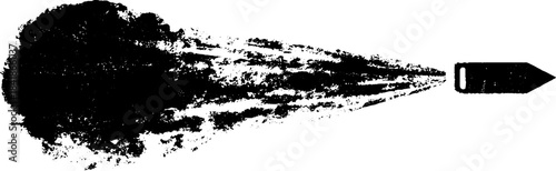 Dynamic black and white stencil art of a flaring ink comet for urban design
