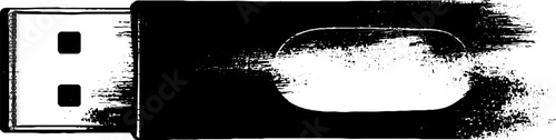 Black and white stencil illustration of a flash drive outline for urban design