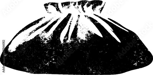 Black and white stencil illustration of a flatbread pocket for design and decor