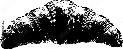 Black and white stencil illustration of a croissant for cafes and bakeries
