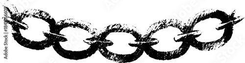 Black and white geometric chain stencil design with urban art elements for modern decor