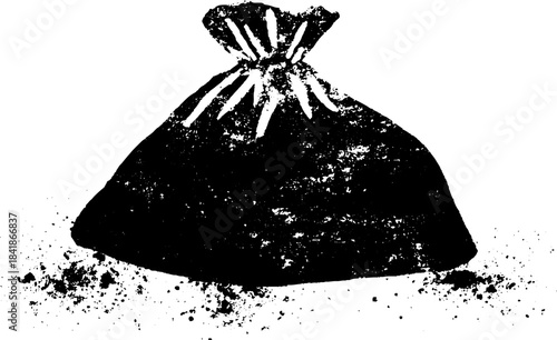 Black and white grunge stencil art of chewing gum in rough style