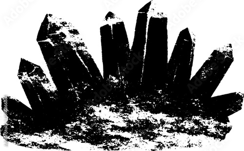 Black and white angular crystal shard stencil for urban art design