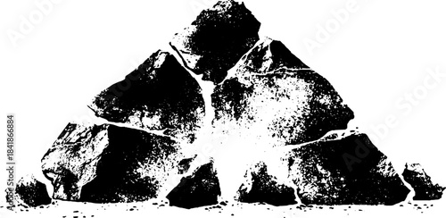 Black and white angular emblem design with harsh stencil illustration for urban art projects