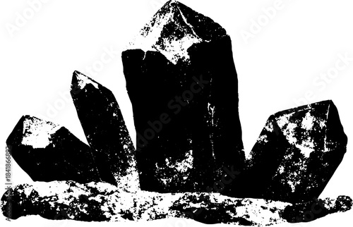 Black and white stencil art of angular shards for urban design and decor