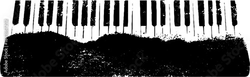 Black and white stencil illustration of keyboard block for music-themed design
